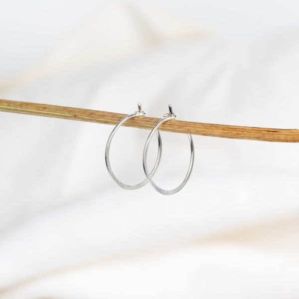 Sati Flattened Hoops | Silver